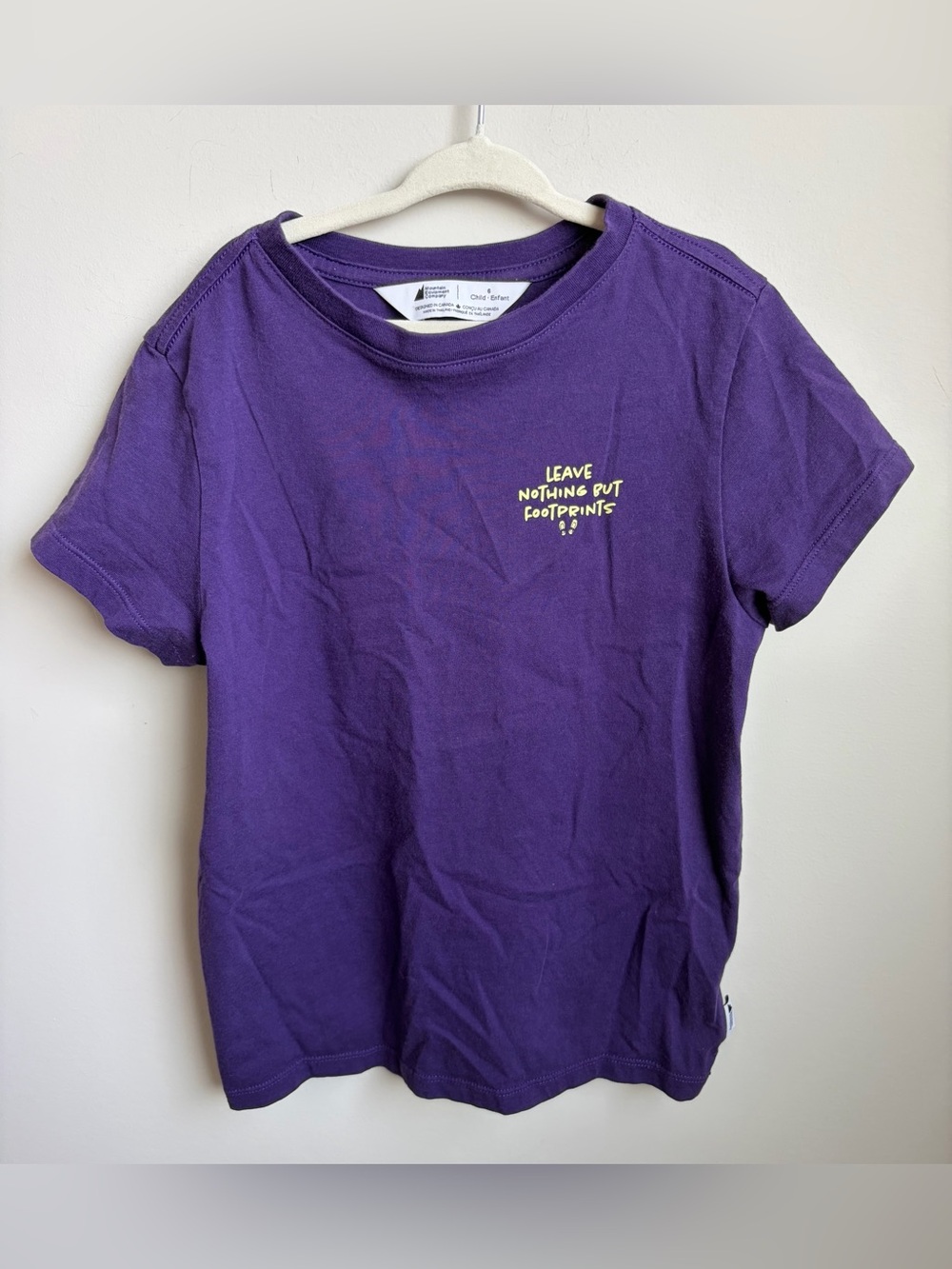 MEC Kids Purple Graphic Tee - "Leave Nothing But Footprints"